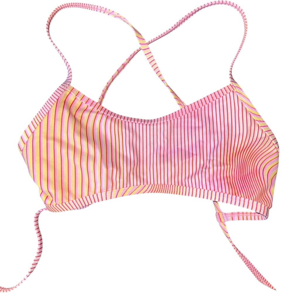 NEW Jolyn Grayson Bikini Top Pink Yellow Ombré Stripe Size XS
